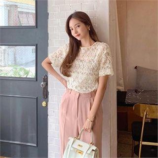 Sheer Lace Top Ivory - One Size