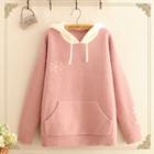 Snow-flake Embroidered Fleece-lining Hoodie