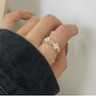 Flower Ring 1 Pc - Ring - White & Gold - One Size