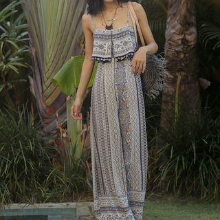 Printed Spaghetti Strap Jumpsuit