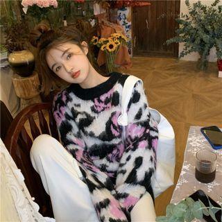 Leopard Sweater Pink & Black & White - One Size