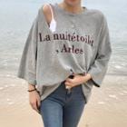 Lettering 3/4--sleeve T-shirt