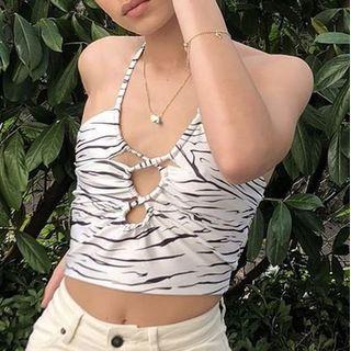 Halter Zebra Print Camisole Top