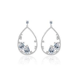 Simple And Elegant Geometric Water Drop-shaped Cubic Zirconia Earrings Silver - One Size