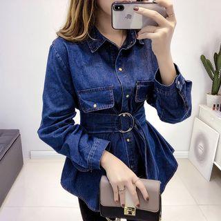Tie Waist Denim Shirt