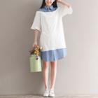 Short-sleeve Mock Two Piece Shirt Dress