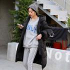 Hooded Reglan-sleeve Long Puffer Coat