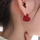 Matte Heart Earring 1 Pair - 925 Silver - Red - One Size