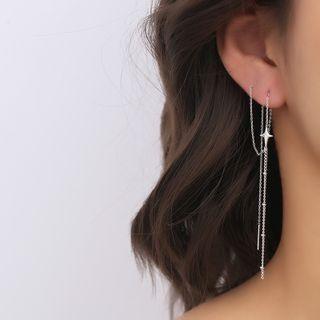 Star Sterling Silver Fringed Earring 1 Pair - Silver - One Size