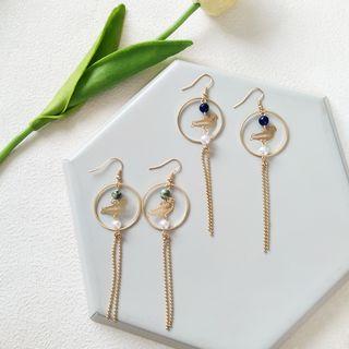 Bird Fringed Hoop Earring