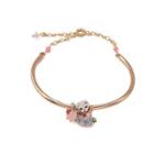 Fashion Cute Plated Gold Enamel Cat Cubic Zirconia Bangle Golden - One Size