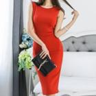 Sleeveless Plain Slim-fit Pencil Dress