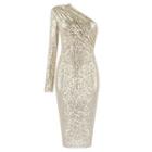 One-sleeve Sequined Sheath Dress