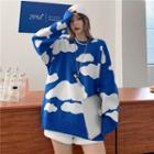 Cloud Print Sweater Blue - One Size