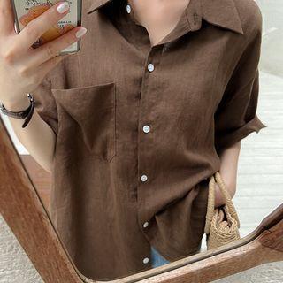 Plus Size Linen Blend Shirt