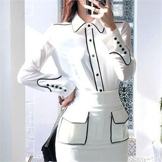 Contrast-piping Shirt