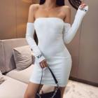 Long-sleeve Letter Embroidery Mini Dress