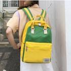 Two-tone Nylon Top Handle Backpack