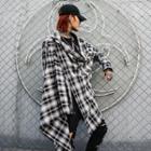 Plaid Open Front Jacket As Shown In Figure - One Size