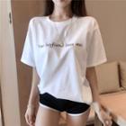Short-sleeve Letter T-shirt White - One Size