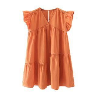 Sleeve Ruffled A-line Dress