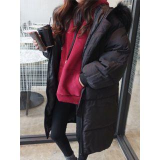 Fur-fur Hooded Padded Coat