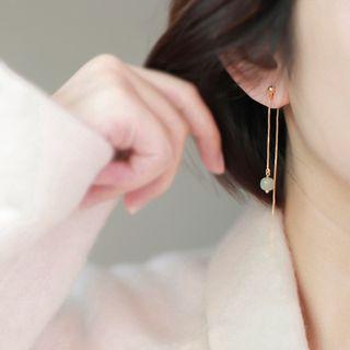 Gemstone Fringed Clip-on Earring 1 Pair - Clip On Earring - Gemstone - Gold - One Size