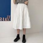 Ruched Plain Midi Skirt