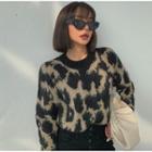 Leopard-print Crop Sweater Leopard - One Size