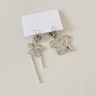 Flower Faux Crystal Asymmetrical Alloy Fringed Earring 1 Pair - Silver - One Size