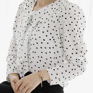 Ruffle-collar Polka Dot Blouse