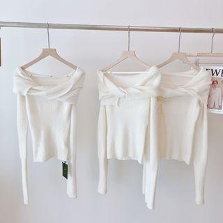 Twisted Knit Top Beige - One Size