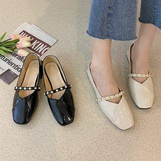 Beaded Block Heel Mary Jane Pumps
