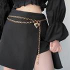 Heart Pendant Alloy Waist Chain Gold - One Size