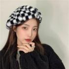 Furry Plaid Beret