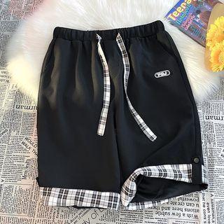 Plaid Panel Loose Fit Shorts