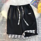 Plaid Panel Loose Fit Shorts