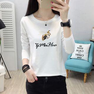 Long-sleeve Bee Embroidered T-shirt