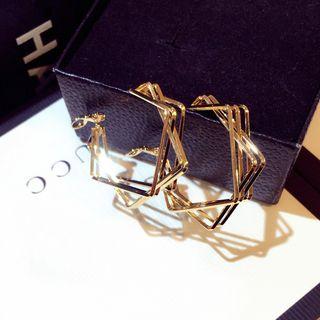 925 Sterling Silver Layered Square Earring