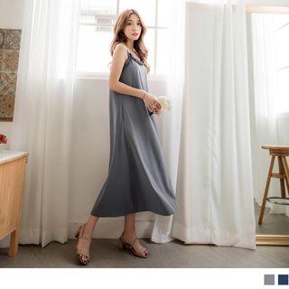 Frilled Trim Sleeveless Maxi Dress