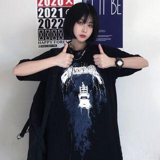 Short-sleeve Ship Print T-shirt