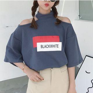Cold Shoulder Print T-shirt