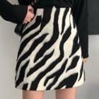 Zebra-print High-waist A-line Skirt