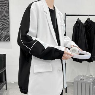 Long-sleeve Two-tone Single Breasted Blazer