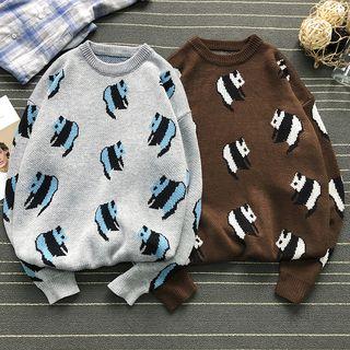 Panda Embroidered Knit Top