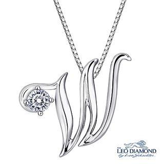 Initial Love 18k White Gold Diamond Pendant Necklace (16) - W