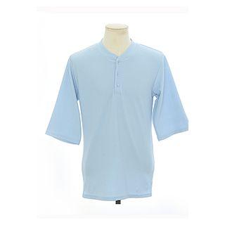 Crew-neck Elbow-sleeve Henley