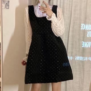 Long-sleeve High-neck Lace Top / Sleeveless Mini Dress