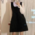 Long-sleeve High-neck Lace Top / Sleeveless Mini Dress