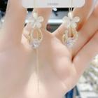 Flower Faux Crystal Alloy Dangle Earring 1 Pair - Gold - One Size